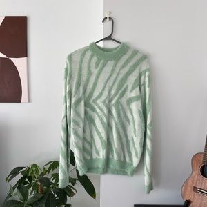 Fluffy mint striped sweater